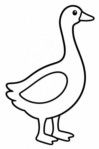 Színező egy oldalt álló libával, amelynek hosszú nyaka van