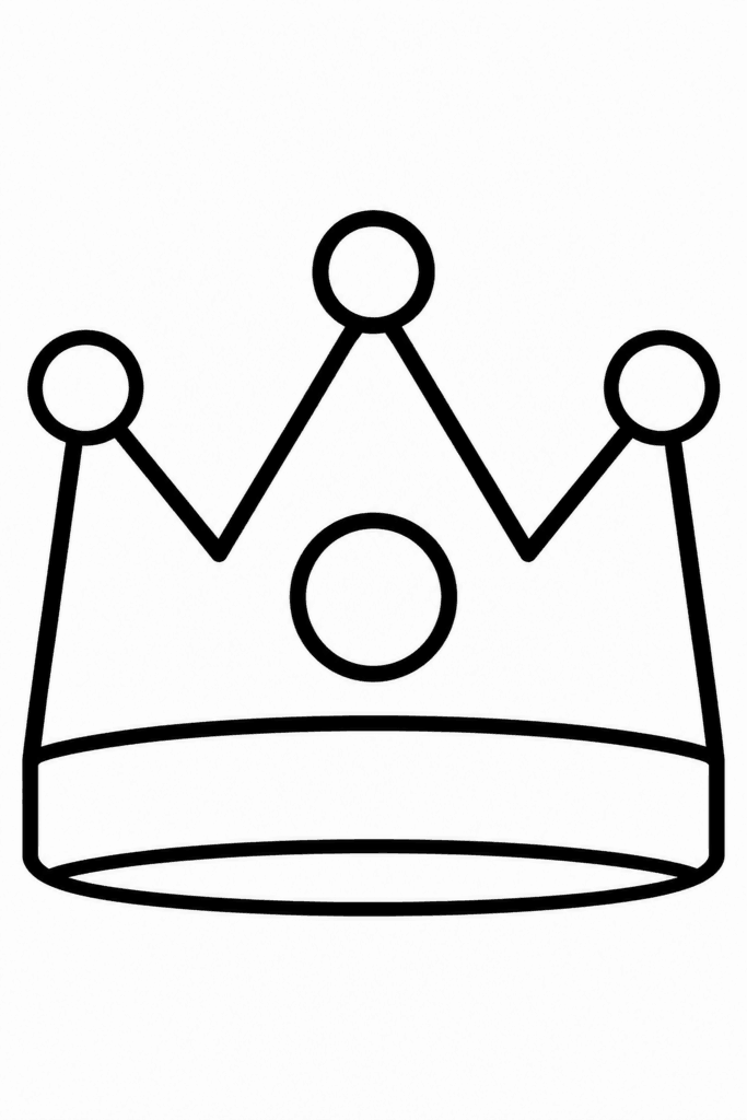 Színező egy egyszerű koronával, amelyet kerek részletek díszítenek