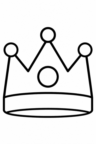 Színező egy egyszerű koronával, amelyet kerek részletek díszítenek