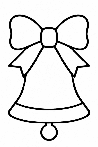 Színező egy karácsonyi csengővel, amelyet masni díszít