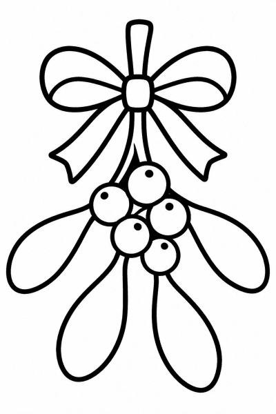 Színező egy magyalággal, amelyet masni és bogyók díszítenek