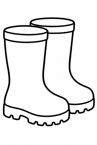 Színező egy pár egyszerű gumicsizmával