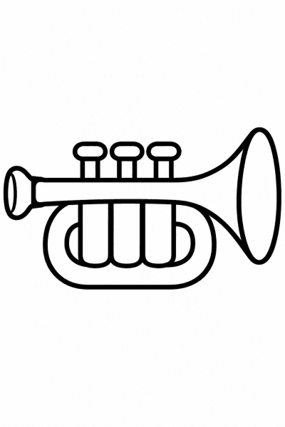 Színező egy szelepes trombita egyszerű körvonalával