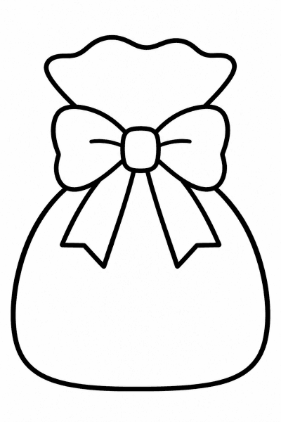 Színező egy zsákkal, amelyet nagy masni díszít