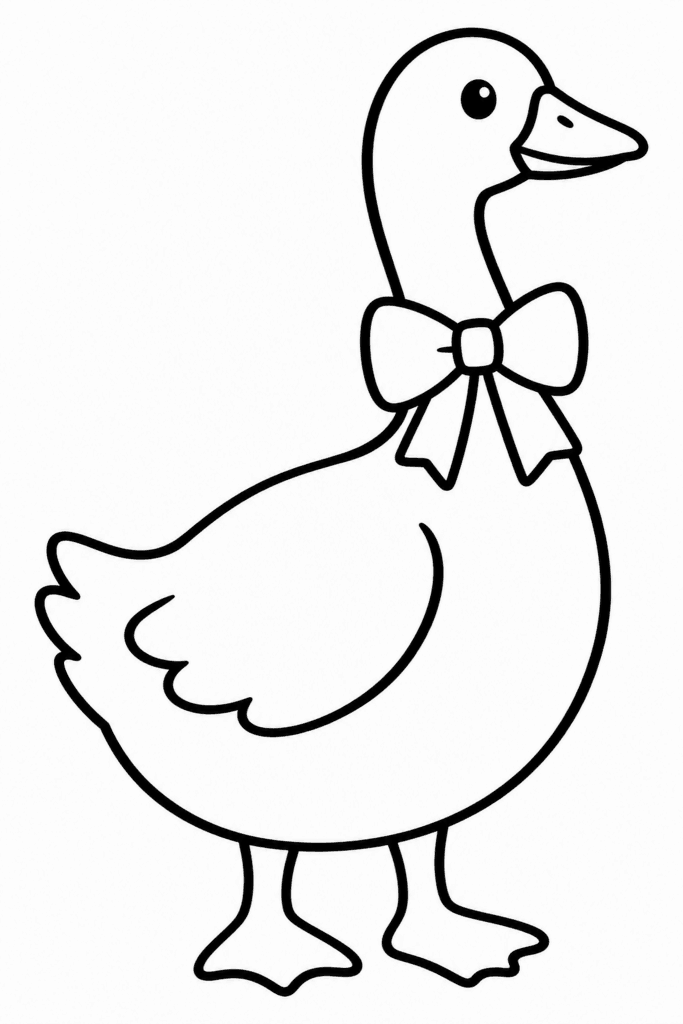 Színező egy aranyos libával, a nyakán megkötött masnival