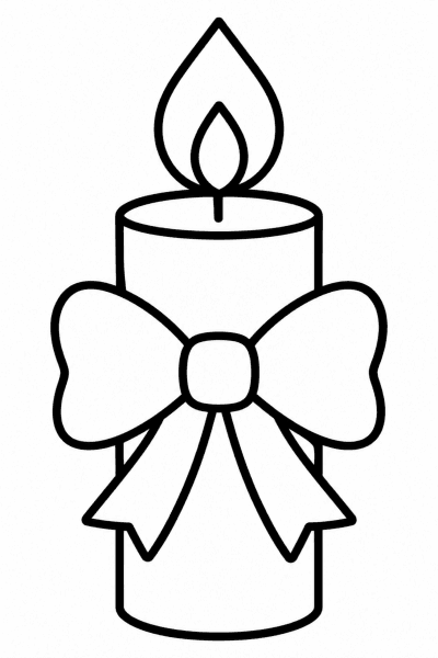 Színező egy égő gyertyával, amelyet masni díszít