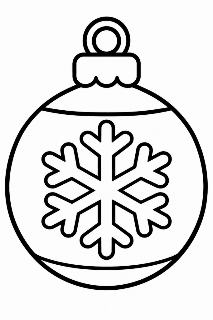 Színező egy karácsonyi gömbbel, amelyet hópehely díszít
