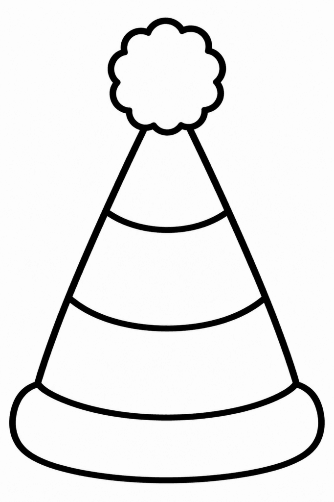 Színező egy vidám, pomponnal díszített bohóckalappal