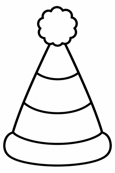 Színező egy vidám, pomponnal díszített bohóckalappal