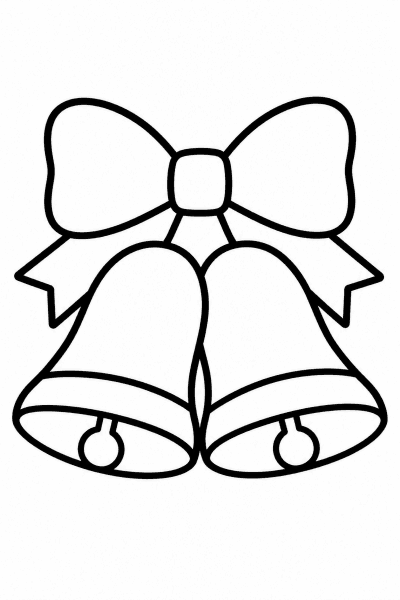 Színező két karácsonyi csengővel, amelyeket masni díszít