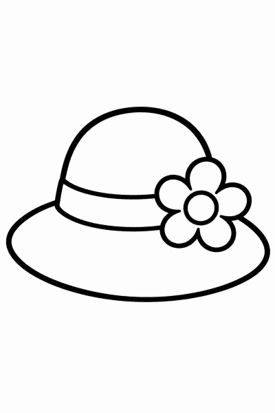 Színező egy szalmakalappal, amelyet egy virág díszít