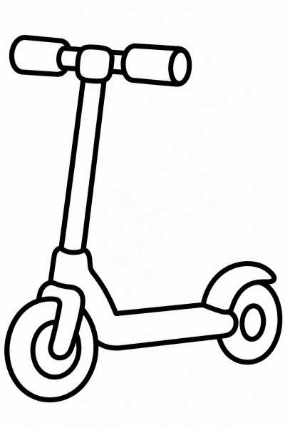 Egyszerű színező egy gyerekrollerrel, kormánnyal és kerekekkel