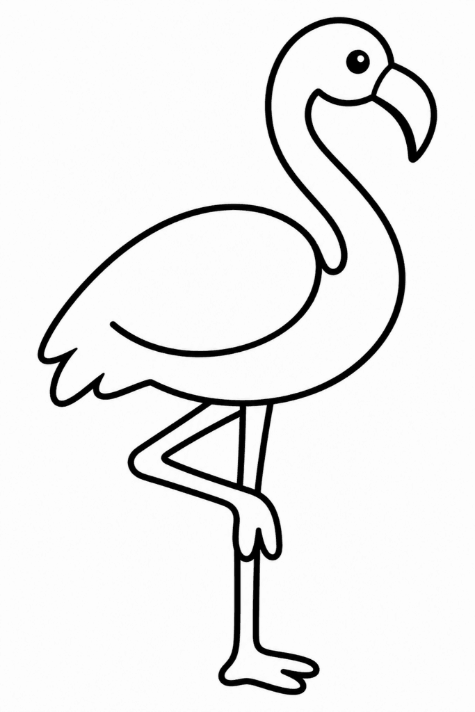 Színező egy flamingóval, amely fél lábon áll