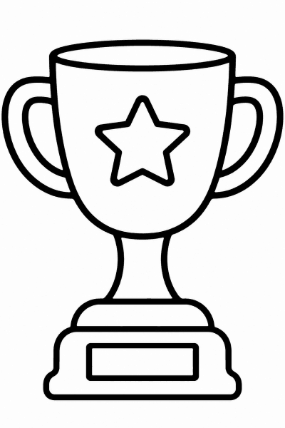 Színező egy sportserleggel, a közepén nagy csillaggal