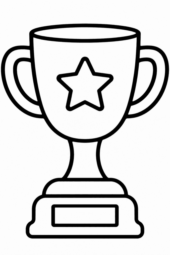 Színező egy sportserleggel, a közepén nagy csillaggal