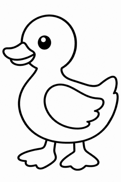 Színező egy aranyos kiskacsával rajzfilmes stílusban