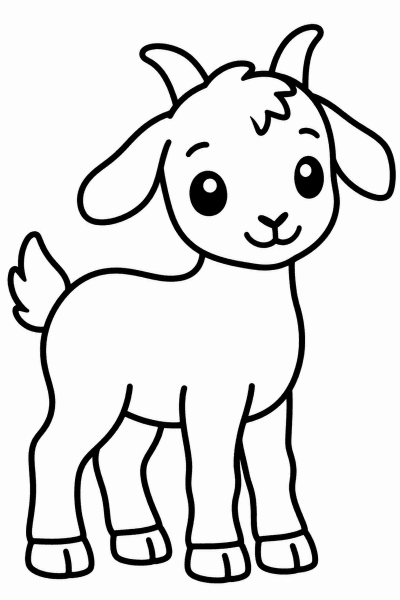 Színező egy aranyos kecskegidával, amely áll