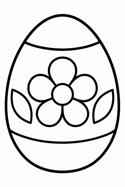 Színező egy húsvéti tojással, amelyet egyszerű virágminta díszít