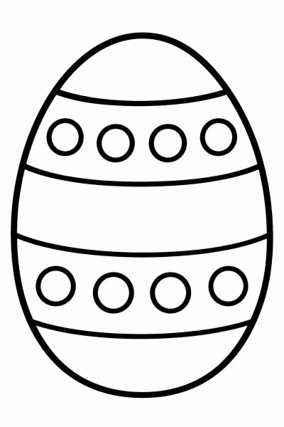 Színező egy nagy húsvéti tojással, csíkokkal és pöttyökkel díszítve