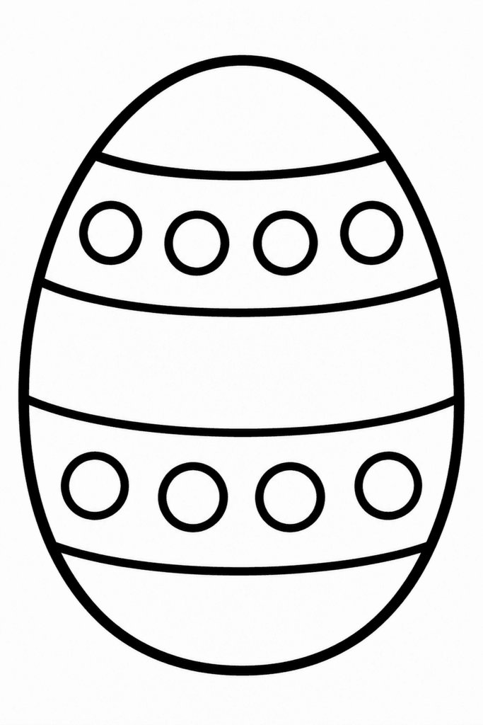 Színező egy nagy húsvéti tojással, csíkokkal és pöttyökkel díszítve