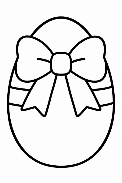 Színező egy húsvéti tojással, amelyet megkötött masni díszít