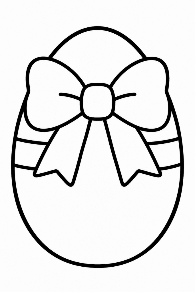Színező egy húsvéti tojással, amelyet megkötött masni díszít
