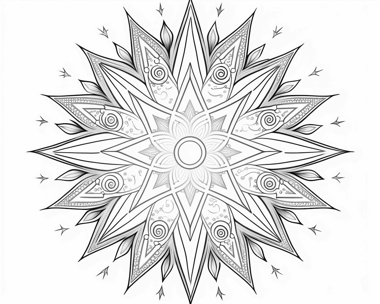 Csillag alakú mandala spirálokkal
