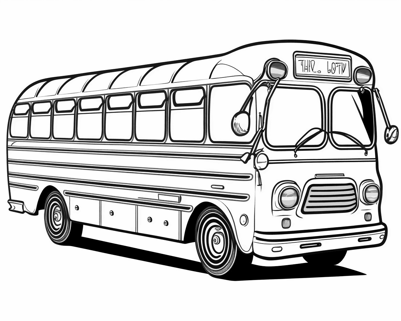 Hosszú retró busz kerek lámpákkal