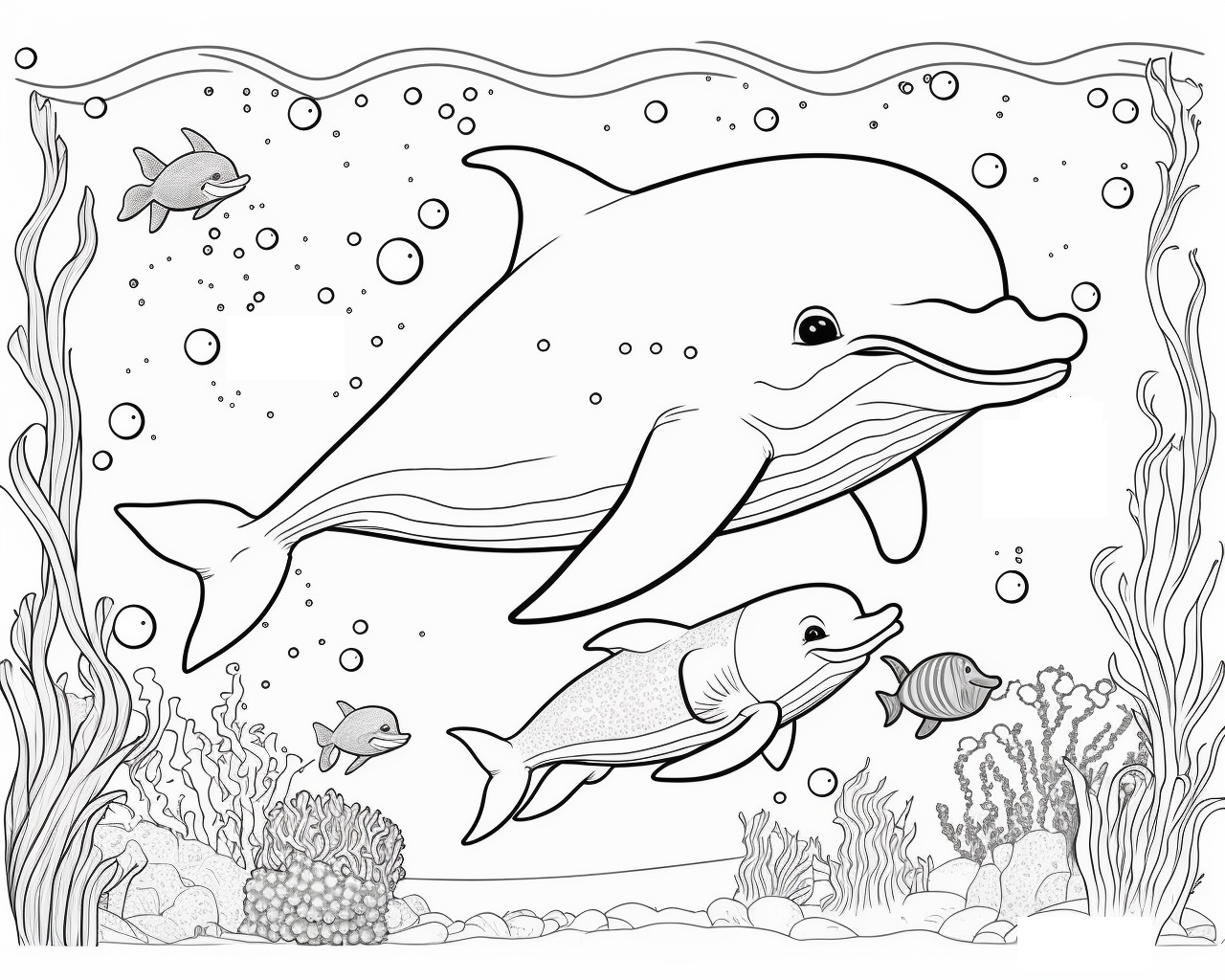 Nagy és kis delfin halacskák között