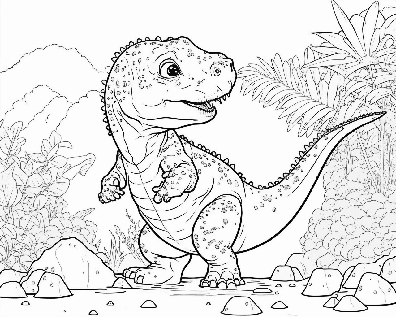 Mosolygó dinoszauruszbébi a kövek között
