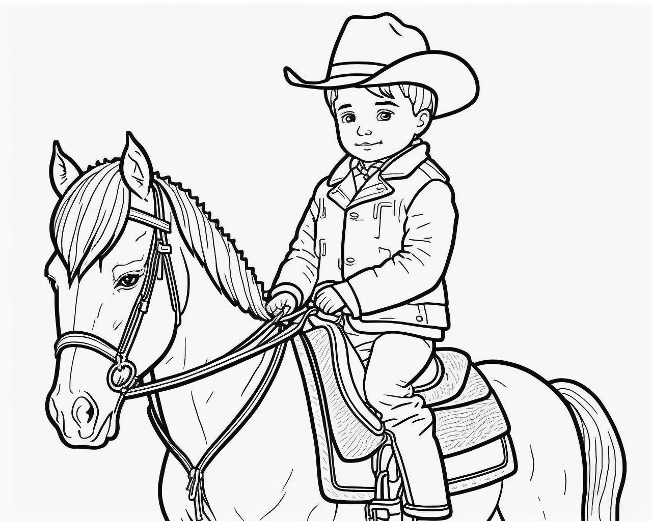 Kis cowboy a ló nyergében