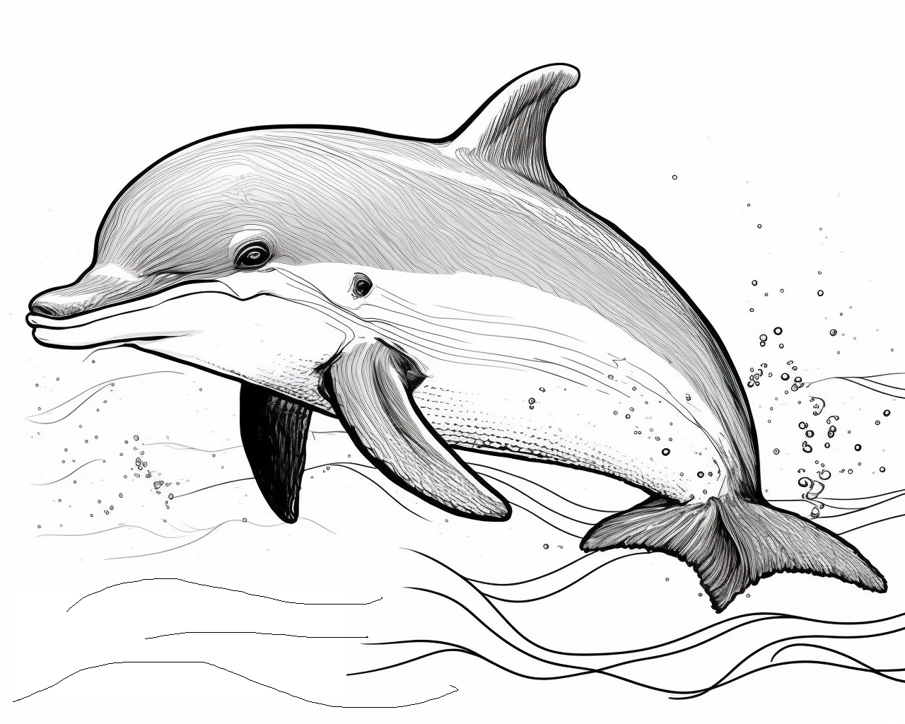 Vízből kiugró, élethű delfin