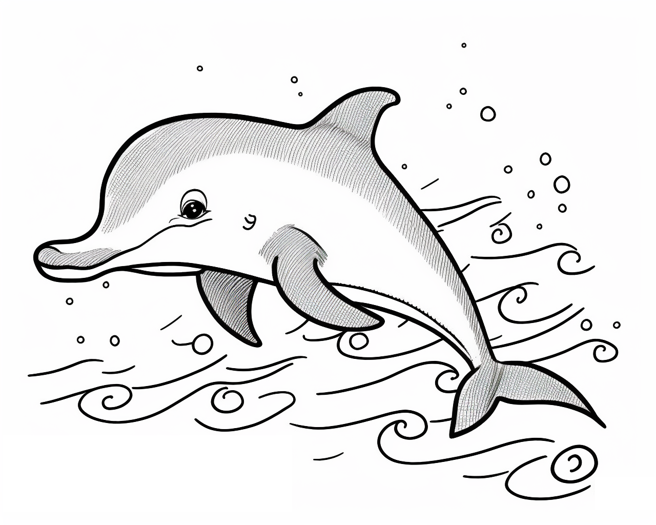 Mosolygó kis delfin a hullámok felett