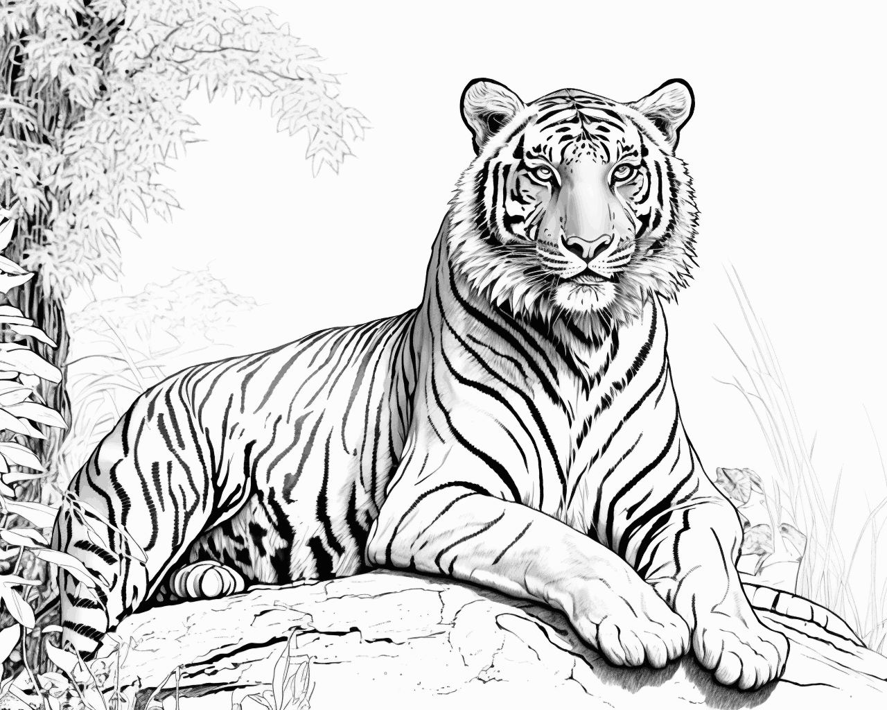 Sziklán pihenő tigris