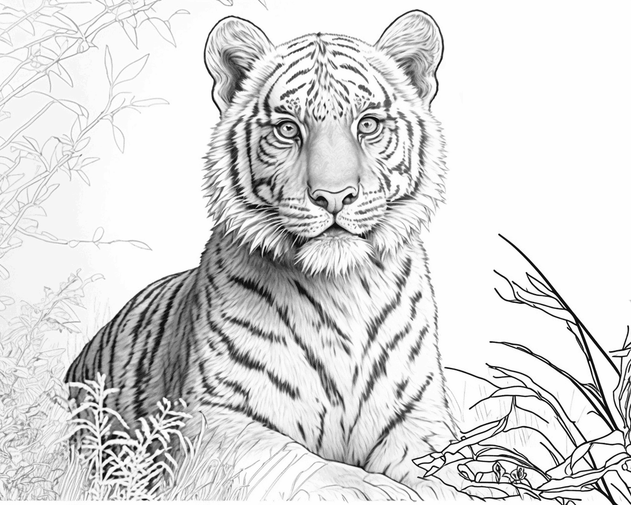Magas fűben fekvő tigris