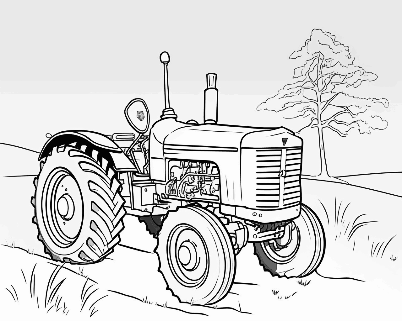 Régi traktor egy füves lejtőn