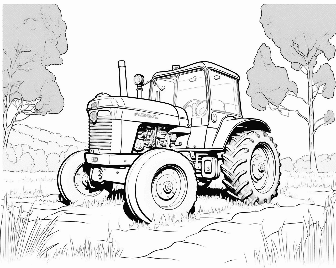 Fülkés traktor a magas fűben